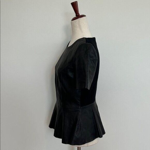 Antonio Melani Peplum Leather Top Size Small EUC - Picture 3 of 11